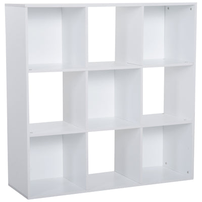 HOMCOM 3-tier 9 Cubes Storage Unit Particle Board Cabinet Bookcase Organiser Home Office Shelves White 