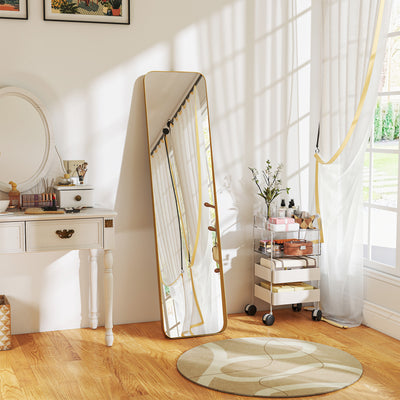 HOMCOM 40 x 160 cm Rectangular Full Length Mirror - Gold Tone 