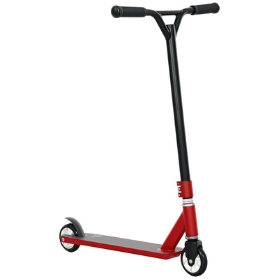 HOMCOM Stunt Scooter, 360° Entry Level Tricks Scooter w/ Lightweight Aluminium Deck and ABEC 7 Bearing, For Age 14+ Beginners, Red 