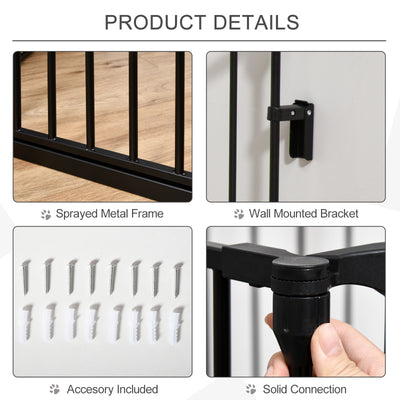 PawHut 5 Panels Pet Playpen Metal Fence w/ Walk Through Door - Black 