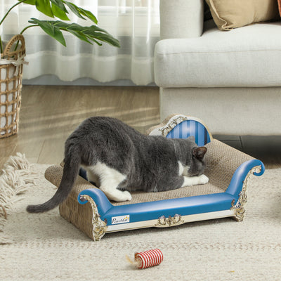 PawHut 2 in1 Cat Scratching Board with Catnip for Indoor Cats, 26.5 x 57 x 26.5cm, Blue 