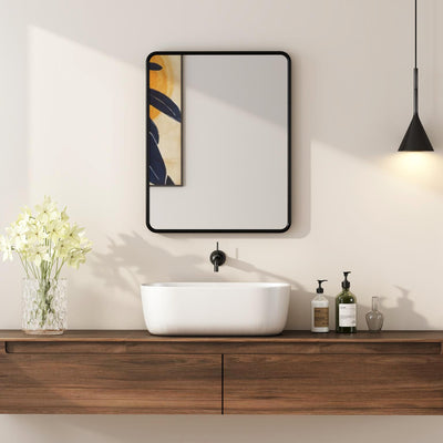 HOMCOM Rectangular Wall Mirror with HD Glass - Black 