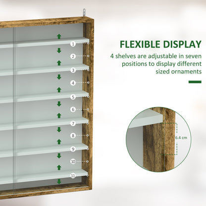 HOMCOM Six Shelf Display Cabinet, with Glass Doors - Brown 