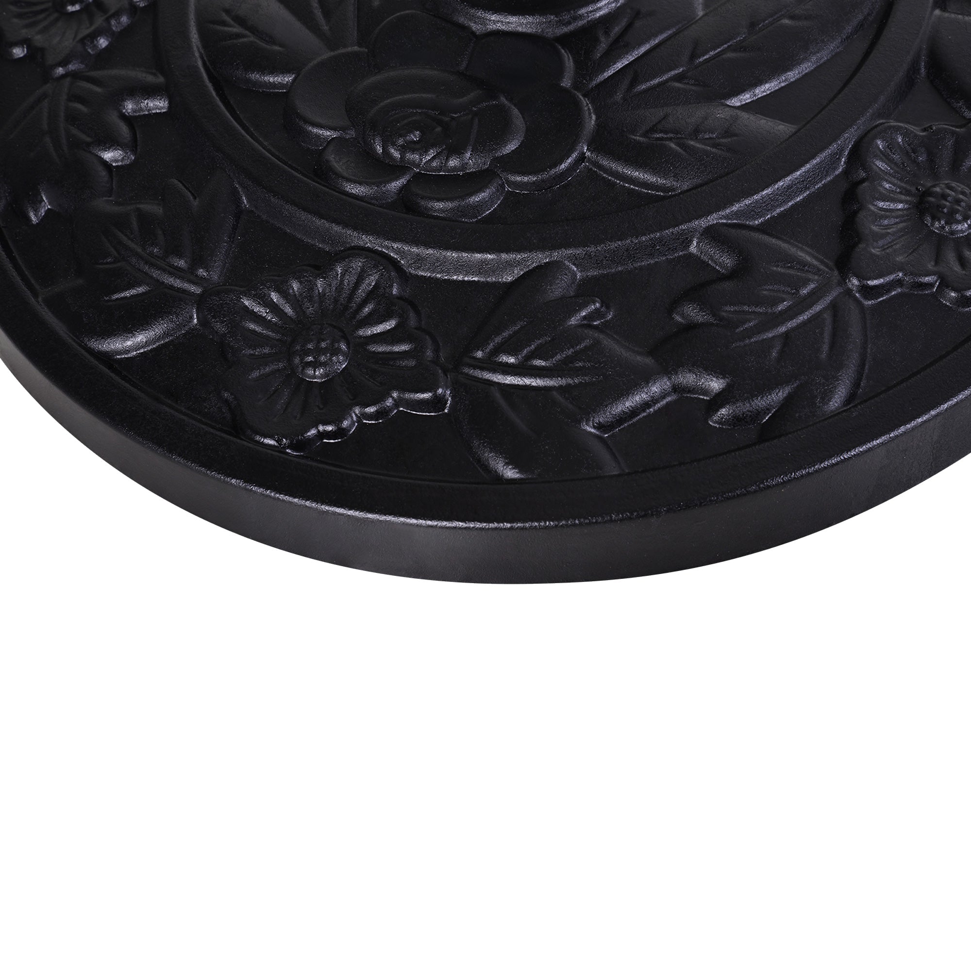 Outsunny 9kg Resin Parasol Base, Half Round Umbrella Stand with Floral Design for Garden, Outdoor, Suitable Umbrella Rod: \'ce\'a63.8cm, \'ce\'a64.8cm, Black