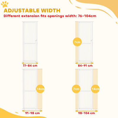 PawHut 180cm Extra Tall Pet Gate with 3.5 cm Narrow Gap, Pressure Mounted No Drilling Cat Gate for Doorways, 76-104cm Width 