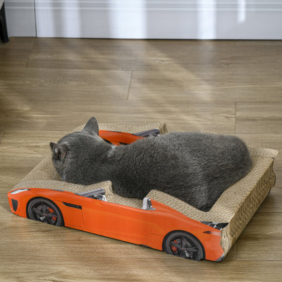 PawHut 2 in 1 Cat Scratching Board with Catnip, Car-shaped 