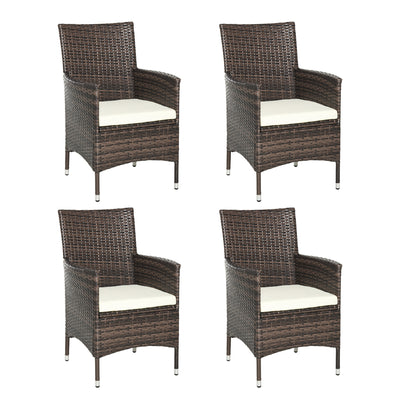 Outsunny 4 PC Rattan Chair Set, Patio Sofa Chairs Set, Cushioned Outdoor Rattan Furniture 