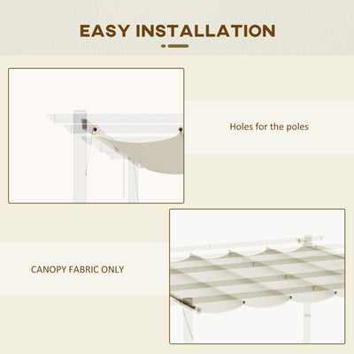 Outsunny Retractable Pergola Shade Cover, Replacement Canopy Fabric for 3 x 3 (m) Pergola, Gazebo Retractable Roof, Cream White 