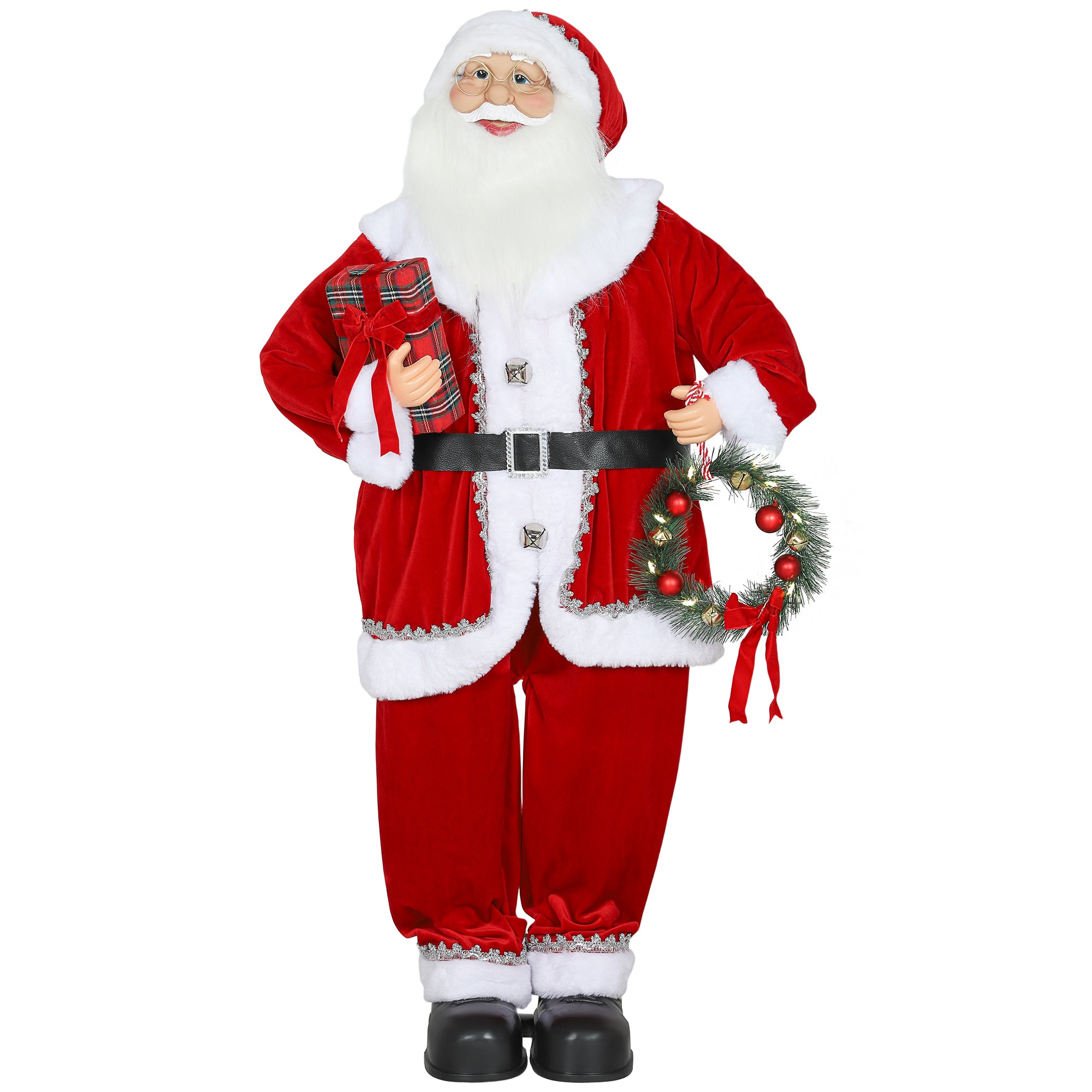 HOMCOM Singing and Dancing Santa Claus with Gift and Wreath