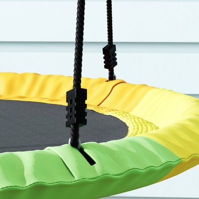 AIYAPLAY Tree Swing Seat, 120cm Kids Saucer Swing with Adjustable Ropes and Tree Straps, 300kg Capacity, Multicolour 