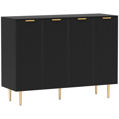 HOMCOM Sideboard Buffet Cabinet, Modern Kitchen Storage Cabinet with 4 Doors and Adjustable Shelves Black 