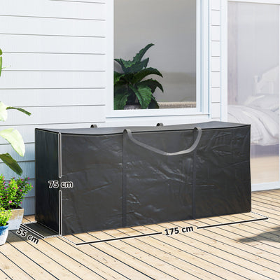 Outsunny 720 L Outdoor Garden Cushion Storage Bag, Heavy Duty 600D Oxford Fabric Waterproof Garden Furniture Cushion Storage Bag with 2-Way Zip for Tent, Christmas Tree, 175 x 55 x 75 cm, Black 