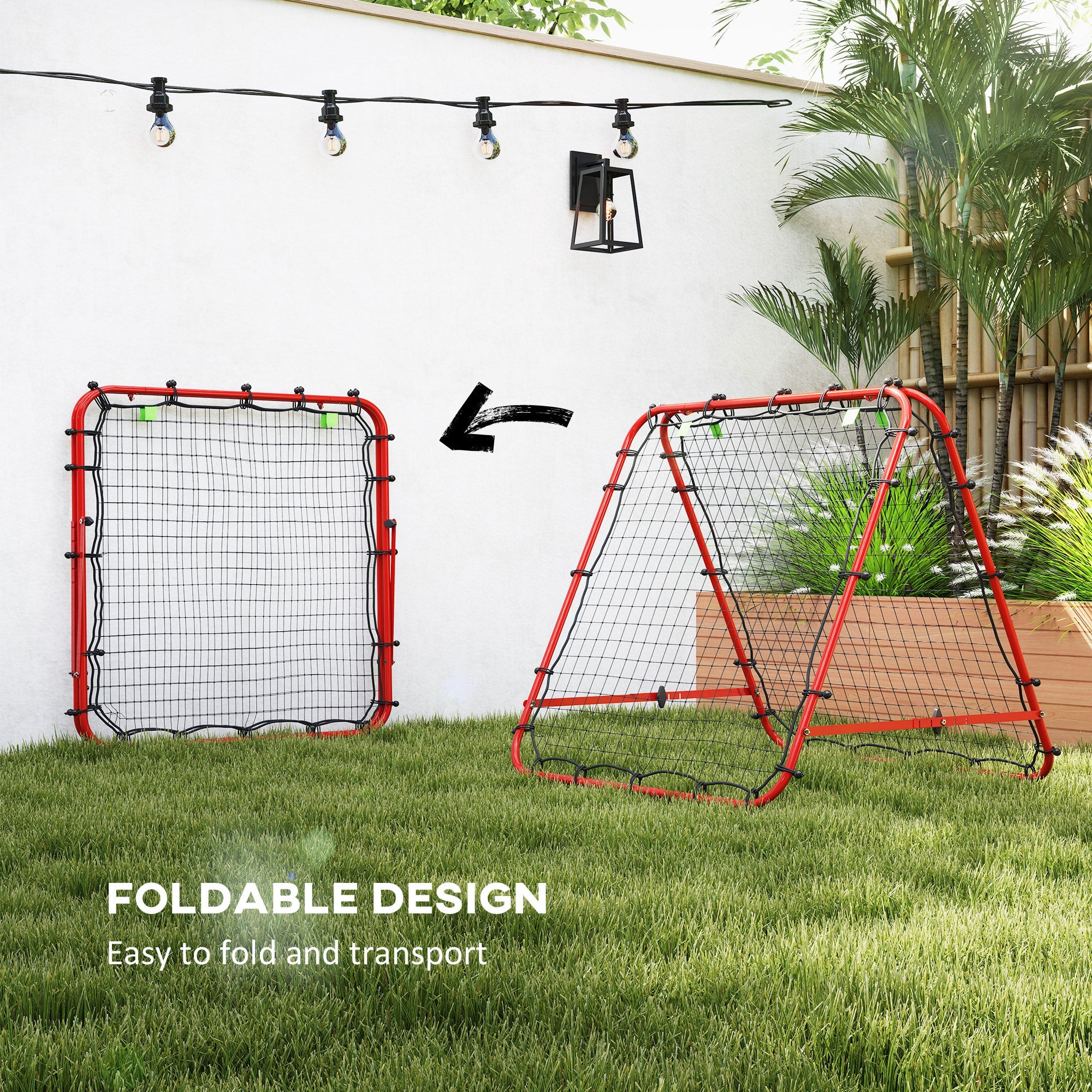 HOMCOM Double Sided Football Rebounder Net, Football Rebound Goal with Five Adjustable Angles, Red 