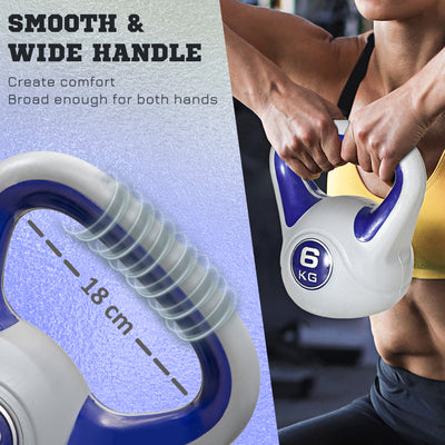 SPORTNOW Kettlebell, 6kg Kettle Bells with Handle for Home Gym Weight Lifting and Strength Training, Purple and Grey 