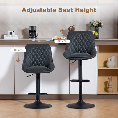HOMCOM Set of Two Faux Leather Retro Bar Stools - Black 