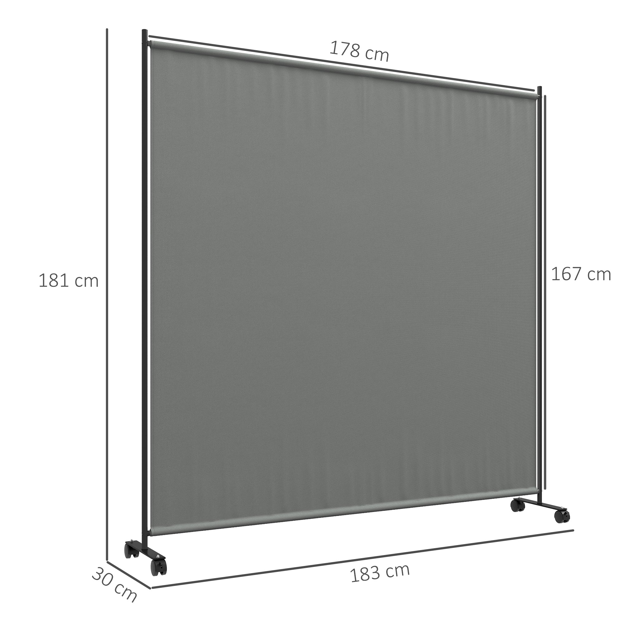 Outsunny 183 x 181cm Outdoor Privacy Screen, with Wheels - Dark Grey 