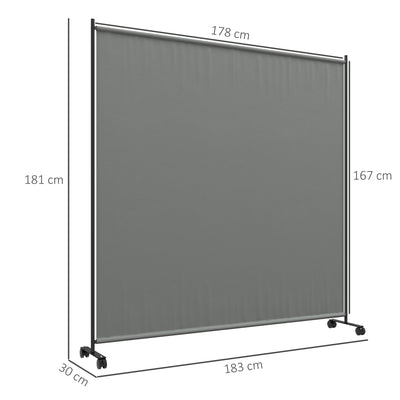 Outsunny 183 x 181cm Outdoor Privacy Screen, with Wheels - Dark Grey 