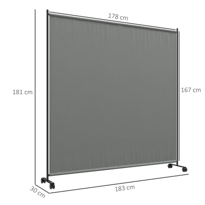 Outsunny 183 x 181cm Outdoor Privacy Screen, with Wheels - Dark Grey 