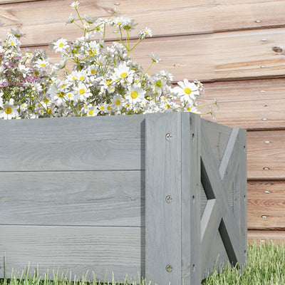 Outsunny 58L Garden Raised Bed Planter Grow Containers for Outdoor Patio Plant Flower Vegetable Pot Fir Wood, 100 x 36.5 x 36 cm, Grey 