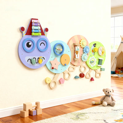 AIYAPLAY Caterpillar Busy Board with 7 Activities, for Nursery, Playroom, Home, for 3+ Years 