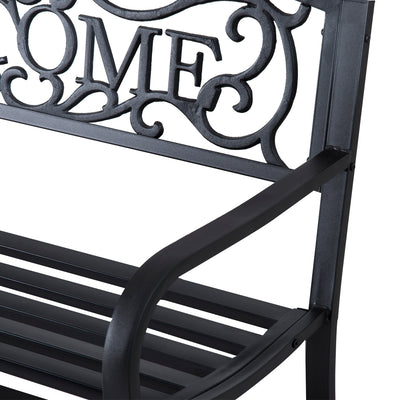 Outsunny 126Lx60Wx85H cm Steel Bench-Black 