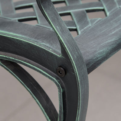 Outsunny Cast Aluminium Garden Bench 2 Seater Antique Loveseat for Outdoor Patio Porch Park, Verdigris 