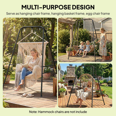 Outsunny Hammock Chair Stand Only, 150KG Load Capacity, for Indoor Outdoor, Black 