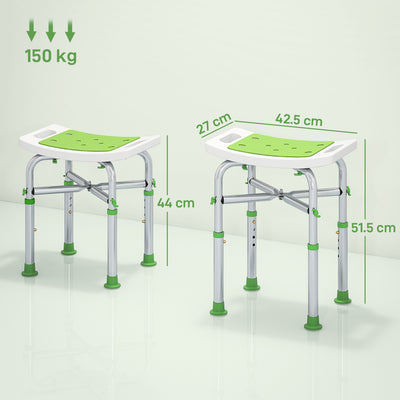 HOMCOM 44-51.5cm Aluminium Frame Shower/Bath Stool - Green 