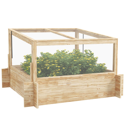 Outsunny 2-In-1 Wooden Greenhouse Planter Box - Natural 