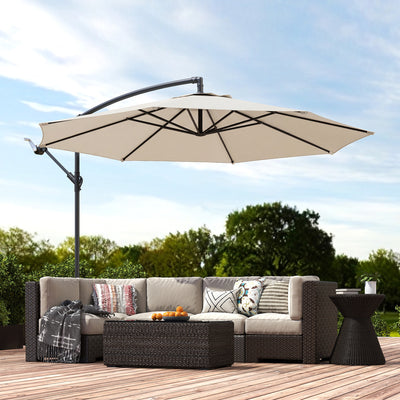 Outsunny 3 m Overhanging Cantilever Parasol, with Cross Base - Cream White 