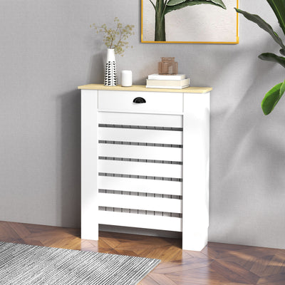 HOMCOM 95.5H x 78Wcm Radiator Cover, with Drawer - White 