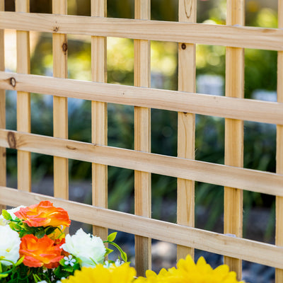 Outsunny Garden Planters with Trellis for Climbing Vines, Wood Raised Beds for Garden, Flower Pot, Indoor Outdoor, Natural 