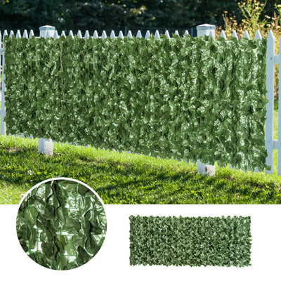Outsunny 2-Piece Artificial Leaf Hedge Screen Privacy Fence Panel for Garden Outdoor Indoor Decor, Dark Green, 2.4M x 1M 