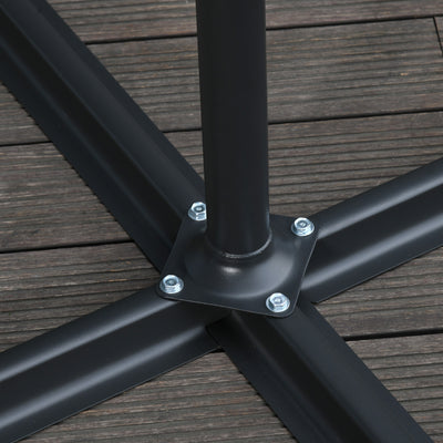 Outsunny 2.45m Overhanging Cantilever Parasol, with Cross Base - Black 