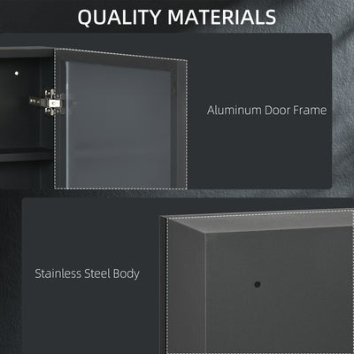 kleankin Bathroom Cabinet with Mirror, Wall Mounted Bathroom Mirror Cabinet with Storage Shelves, 40 x 12 x 60 cm, Black 