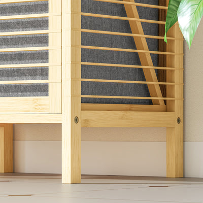 HOMCOM Bamboo Laundry Cabinet with Slatted Door, Bathroom Cabinet with Tilt-Out Hamper and Removable Liner Bag, 40 x 30D x 95 cm, Natural Wood Finish 