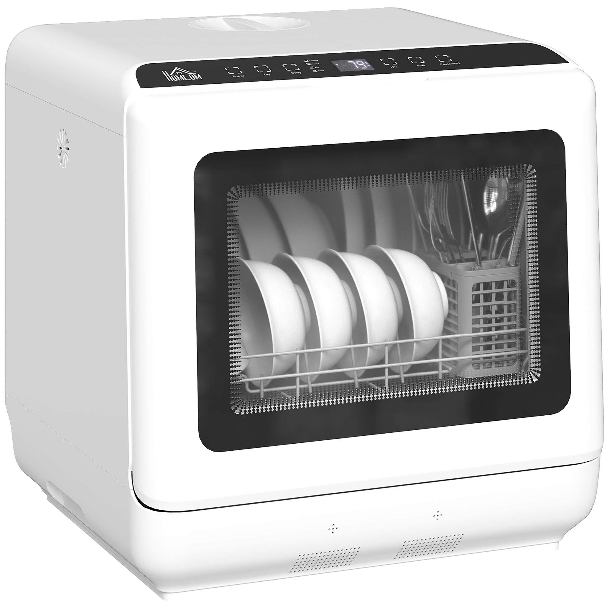 HOMCOM 6L Five-Mode Tabletop Dishwasher - White 