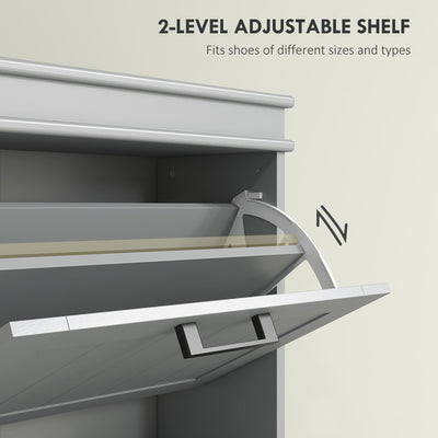 HOMCOM Three-Drawer Minimalistic Shoe Cabinet - Grey 