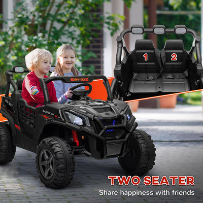 AIYAPLAY 24V 2 Seater Kids Electric Car with Remote Control, Suspension System,  Slow Start, 3 Speeds, for 3-8 Years, Black 