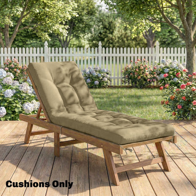 Outsunny Sun Lounger Cushion, Memory Foam Patio Chair Cushion with Ties, Outdoor Seat Pad Fits 190 x 60 cm Lounger, Sand 