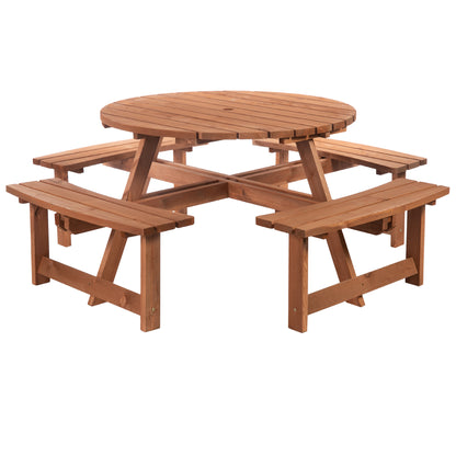Outsunny 8-Seater Wooden Picnic Set-Fir Wood 