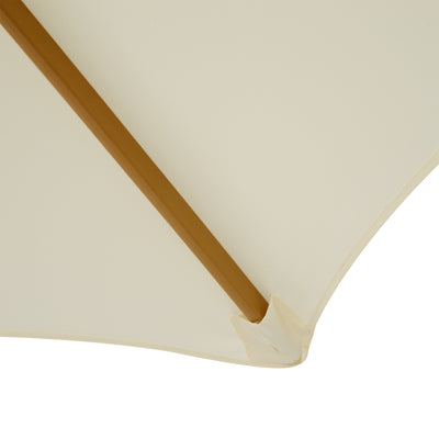 Outsunny 2.5m Wood Garden Parasol Sun Shade Patio Outdoor Wooden Umbrella Canopy Cream White 