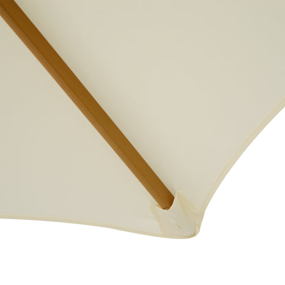 Outsunny 2.5m Wood Garden Parasol Sun Shade Patio Outdoor Wooden Umbrella Canopy Cream White