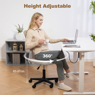 Vinsetto Computer Desk Chair, Mesh Office Chair with Adjustable Height and Swivel Wheels, Armless Study Chair, Beige 