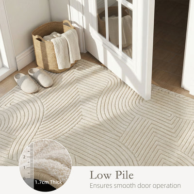 HOMCOM Modern Geometric Rug, Thick Plush, Non-Slip, 200 x 140 cm – Cream, Living Room/Bedroom/Office 