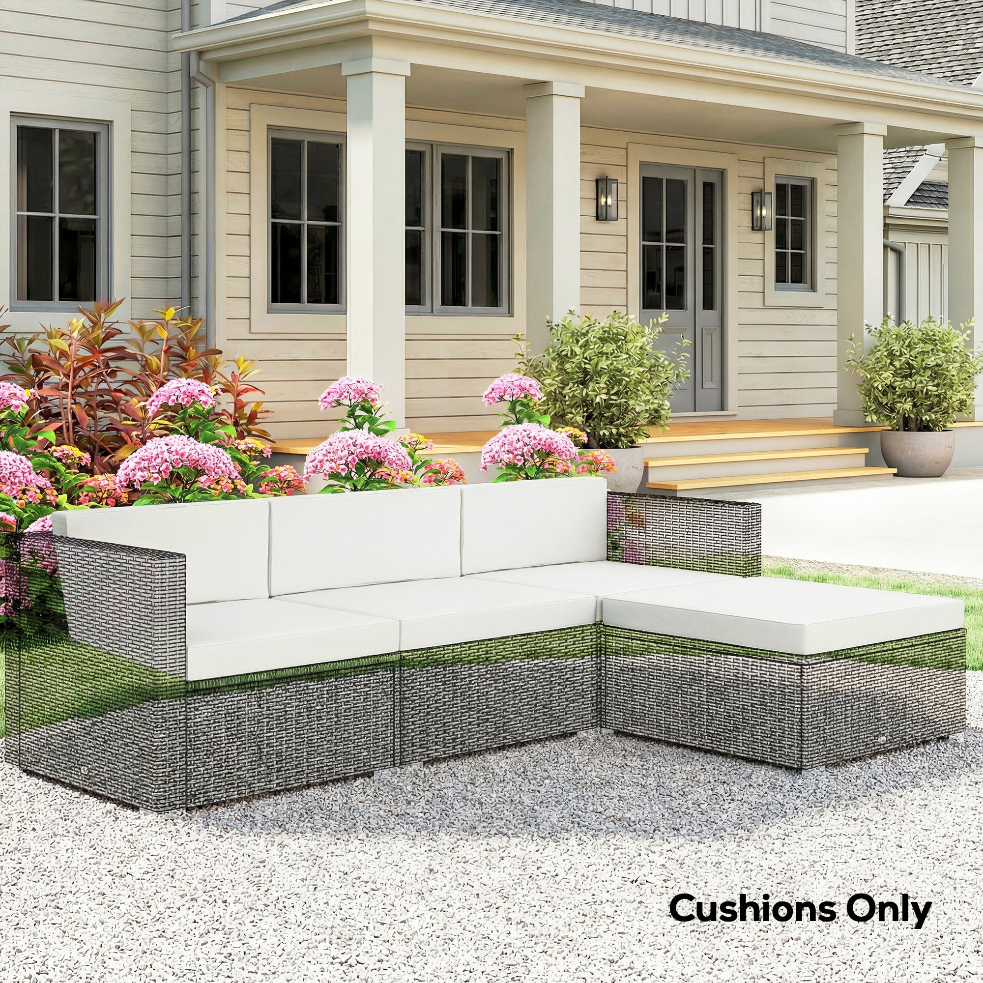 Outsunny 7-Piece Patio Furniture Cushions, Outdoor Loveseat Cushion with Removable Covers for Rattan Furniture, 60x60 cm, Cream 