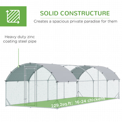 PawHut Walk In Chicken Run Galvanised Chicken Coop Hen Poultry House Cage Pet Playpen Garden with Water-Resist Covers 