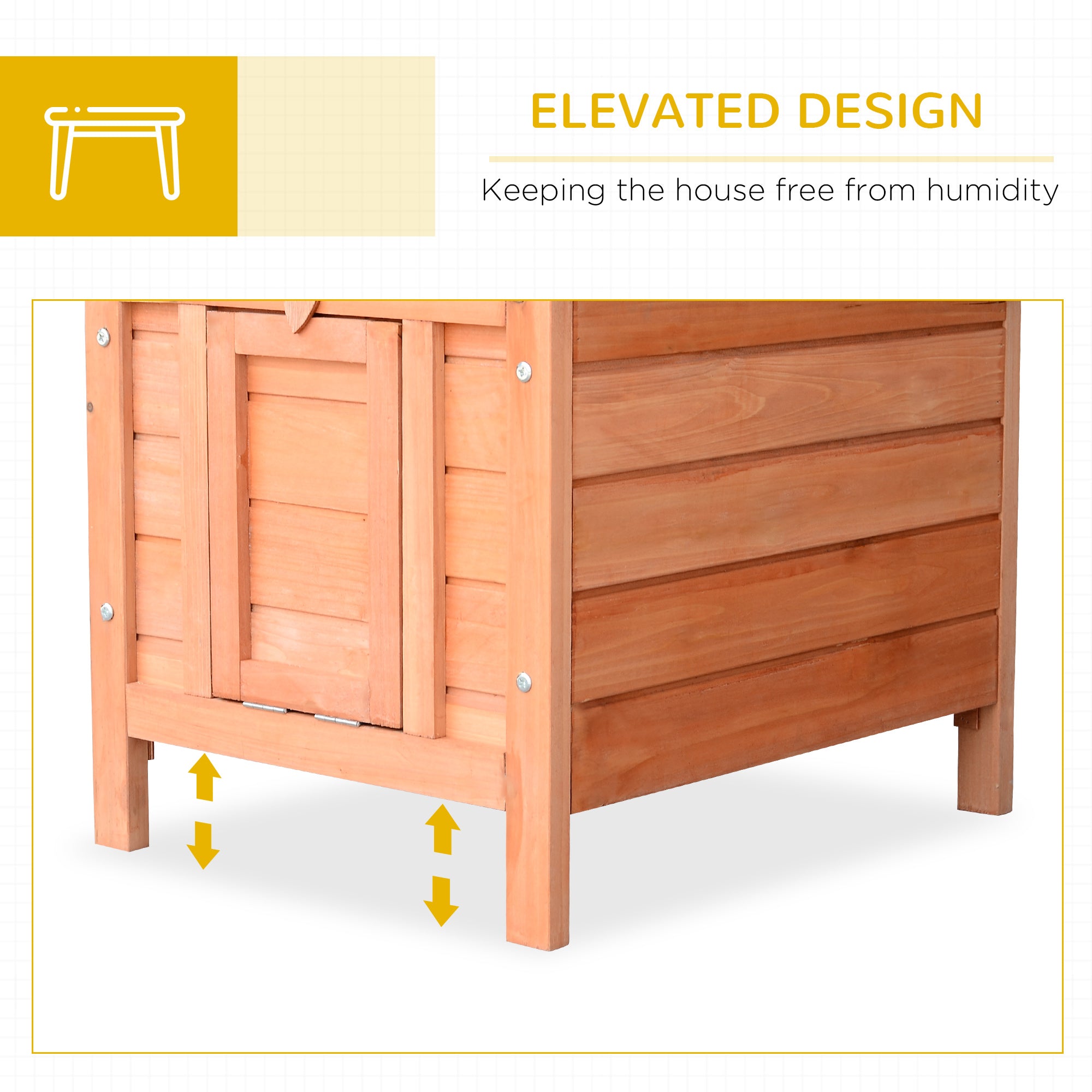PawHut Wooden Rabbit Hutch Outdoor, Guinea Pig Hutch, Rabbit Hideaway, Cat House, Bunny Cage Small Animal House 51 x 42 x 43 cm, Natural 