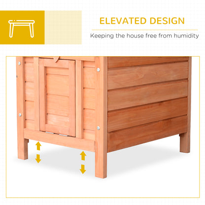 PawHut Wooden Rabbit Hutch Outdoor, Guinea Pig Hutch, Rabbit Hideaway, Cat House, Bunny Cage Small Animal House 51 x 42 x 43 cm, Natural 