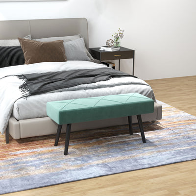 HOMCOM End of Bed Bench with X-Shape Design and Steel Legs, Upholstered Hallway Bench for Bedroom, Green 